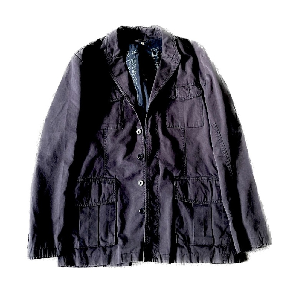 Y2K Mens Juicy Couture Cotton Military Blazer Jacket in Navy Blue